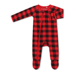 Black & Red Plaid Footie Milk & Baby