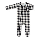 Black & White Plaid Footie Milk & Baby