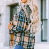 Women Plaid Buttoned Shirt Milk & Baby