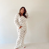 Women's Bamboo Pajamas | White & Black Lightning Bolt