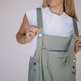 Frankie Denim Overalls in Sage