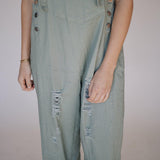 Frankie Denim Overalls in Sage