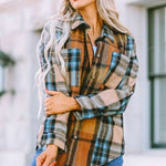 Women Plaid Buttoned Shirt Milk & Baby