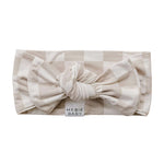 Taupe Checkered Bamboo Head Wrap - milk & baby