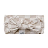 Taupe Checkered Bamboo Head Wrap - milk & baby