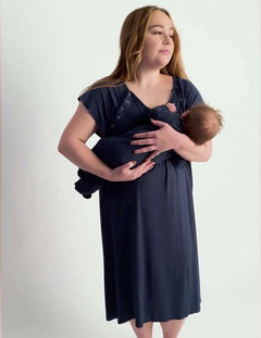 Navy Labor & Delivery Gown Milk & Baby