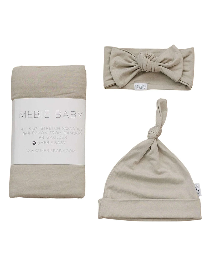 Oatmeal Bamboo Swaddle Hat OR Head Wrap Set - milk & baby