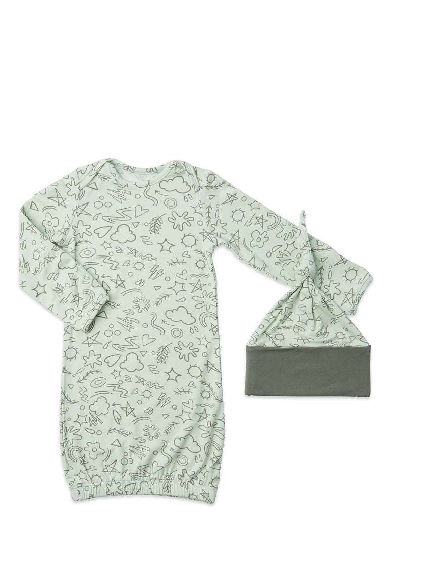 Sage Doodle Analise 5-Piece PJ & Baby Set Milk & Baby