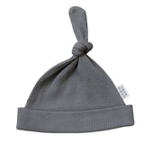 Grey Organic Ribbed Newborn Knot Hat Milk & Baby