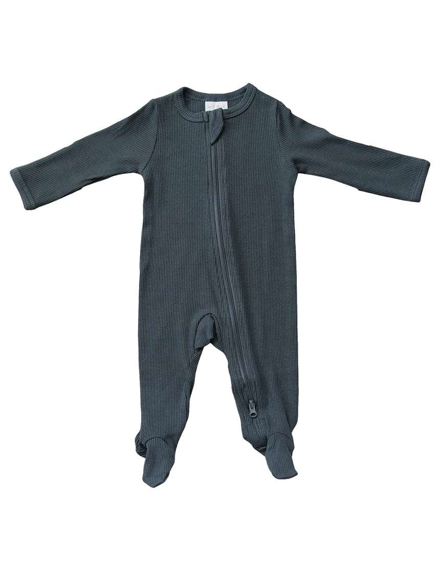 Charcoal Organic Cotton Ribbed Zipper Milk & Baby