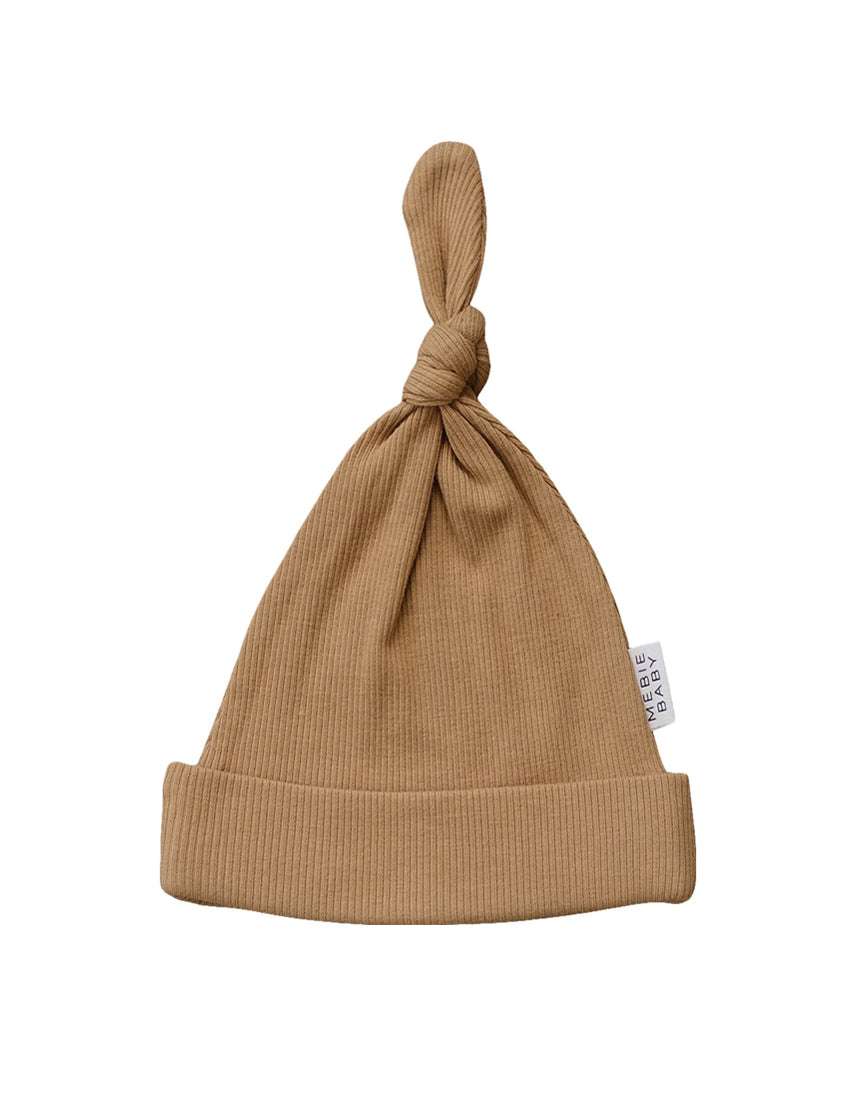 Cafe Organic Ribbed Newborn Knot Hat Milk & Baby