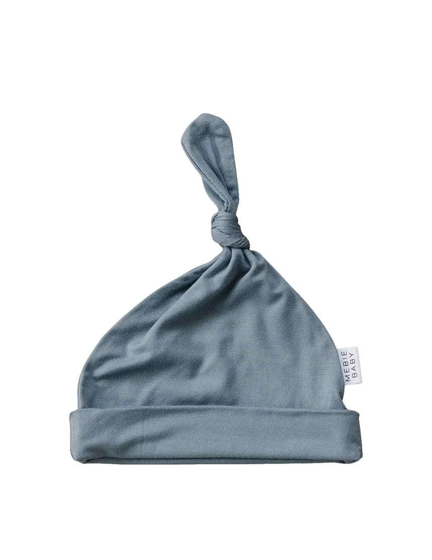 Dusty Blue Bamboo Newborn Knot Hat Milk & Baby