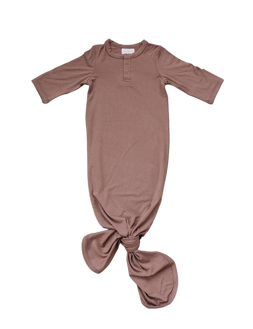 Plum Bamboo Knotted Baby Gown - milk & baby