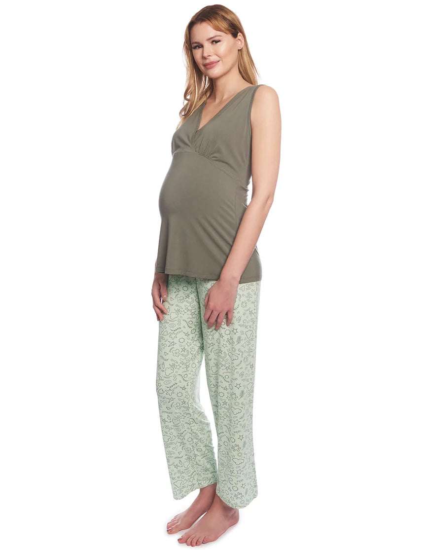 Sage Doodle Analise 5-Piece PJ & Baby Set Milk & Baby