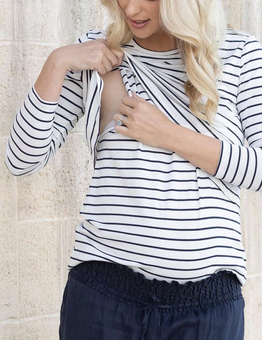 Leonie Maternity/Nursing Navy Stripe Top Milk & Baby