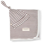 Plum Stripes | Organic Swaddle Blanket & Hat Milk & Baby