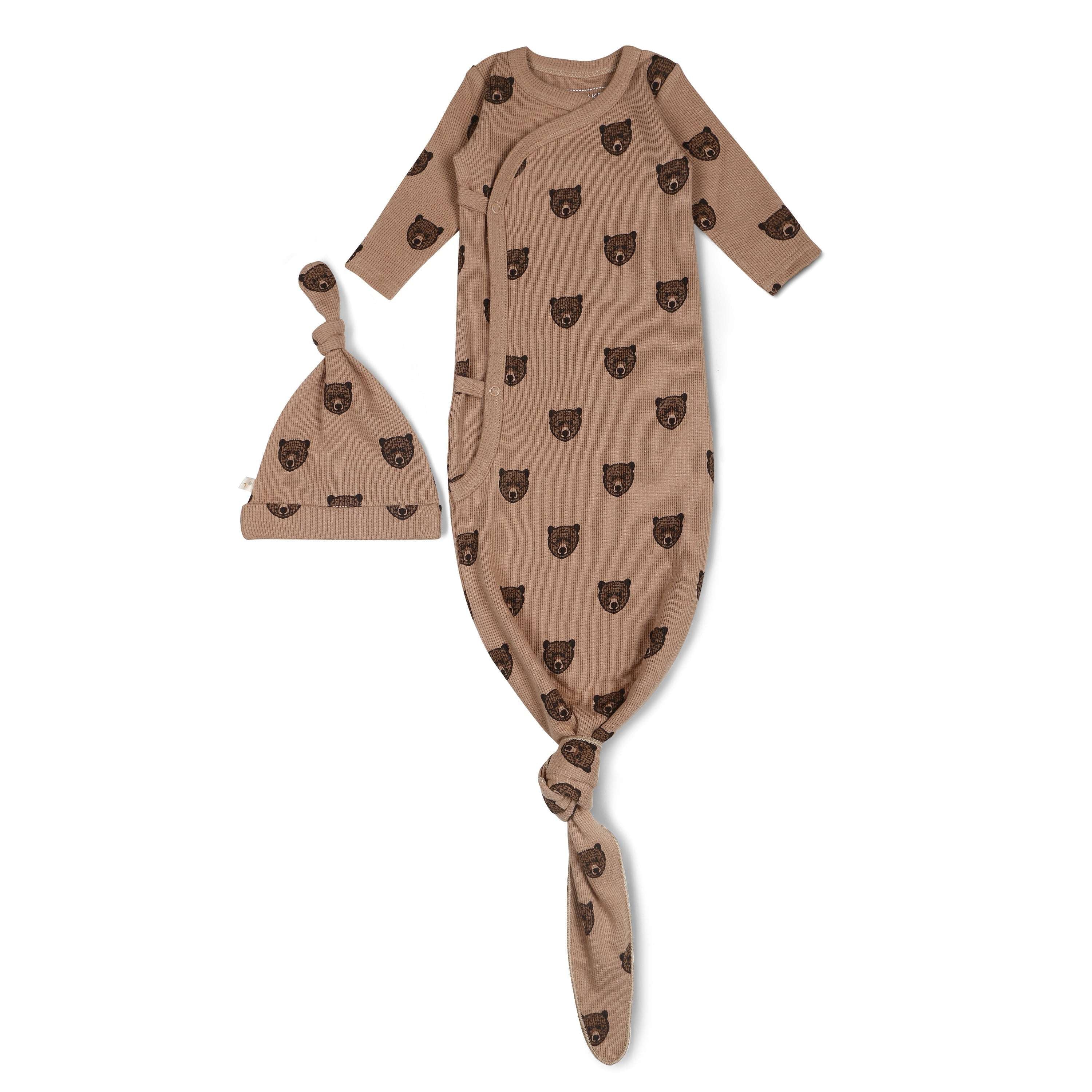 Wild Bear | Organic Kimono Knotted Sleep Gown Milk & Baby