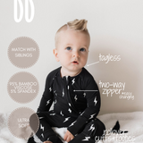 Midnight Lightning Bolt | Bamboo Zip Pajamas | Milk & Baby