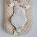 Ivory Ribbed | Bamboo Knotted Gown | Milk & Baby