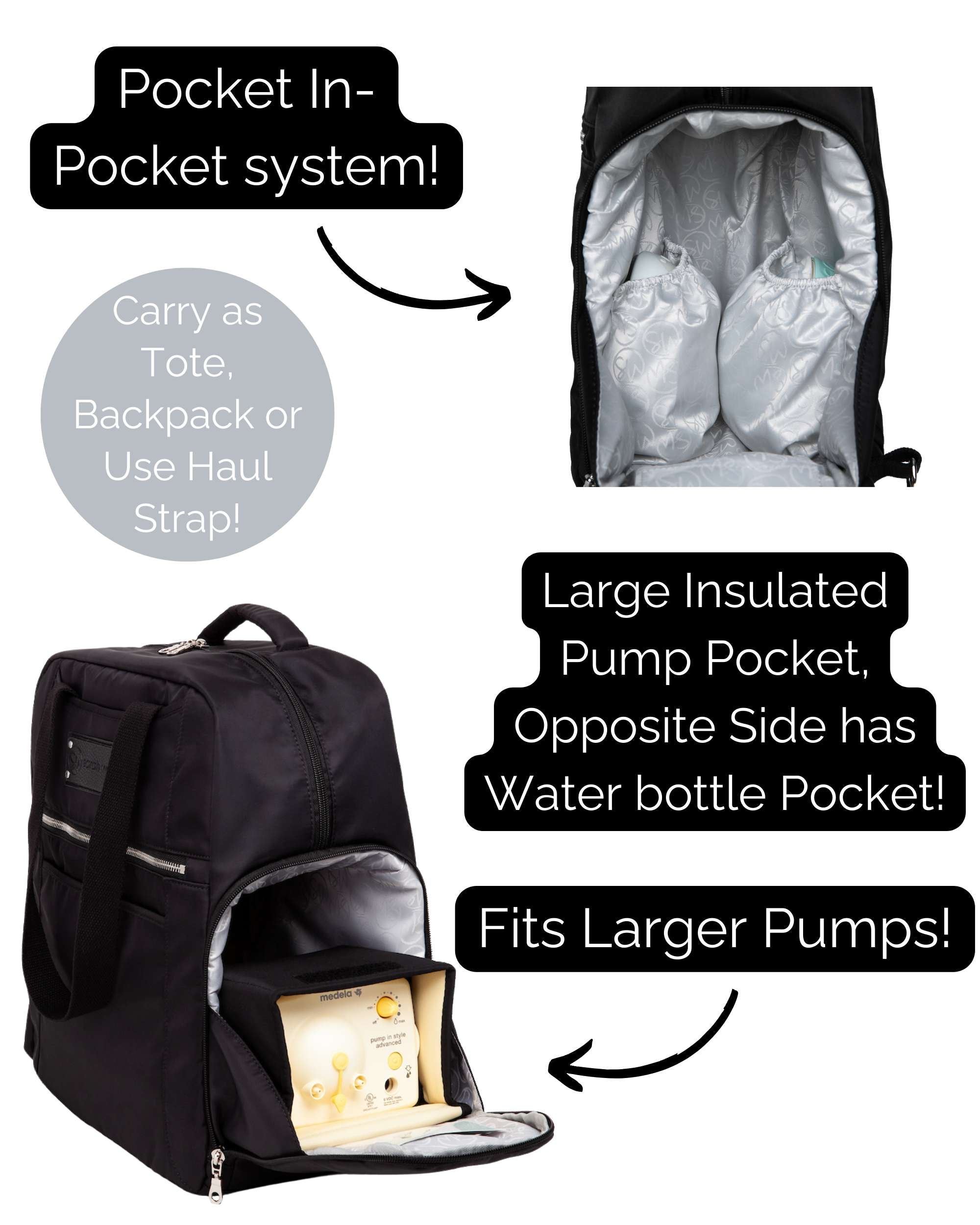 Kelly Backpack | Black | Milk & Baby 