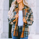 Women Plaid Buttoned Shirt Milk & Baby