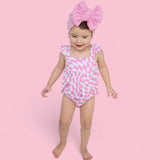 Bubblegum Wavy Checkers Dream Bubble Romper | Milk & Baby