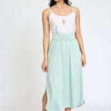 Solid Side Slit Midi Skirt Milk & Baby