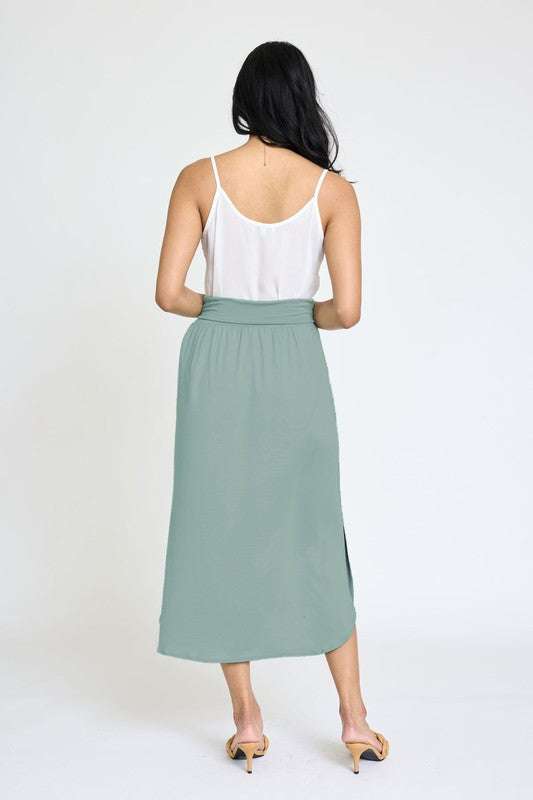 Solid Side Slit Midi Skirt Milk & Baby