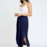 Solid Side Slit Midi Skirt Milk & Baby