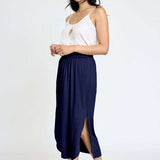 Solid Side Slit Midi Skirt Milk & Baby