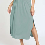 Solid Side Slit Midi Skirt Milk & Baby