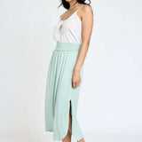 Solid Side Slit Midi Skirt Milk & Baby