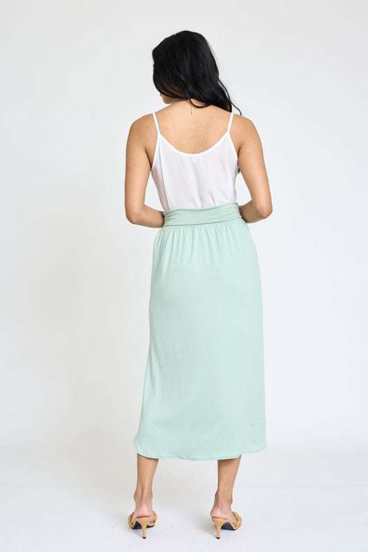 Solid Side Slit Midi Skirt Milk & Baby