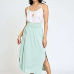 Solid Side Slit Midi Skirt Milk & Baby