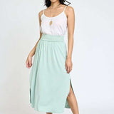 Solid Side Slit Midi Skirt Milk & Baby