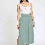 Solid Side Slit Midi Skirt Milk & Baby