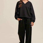 V-neck Sweatshirt and Pants Set Milk & Baby