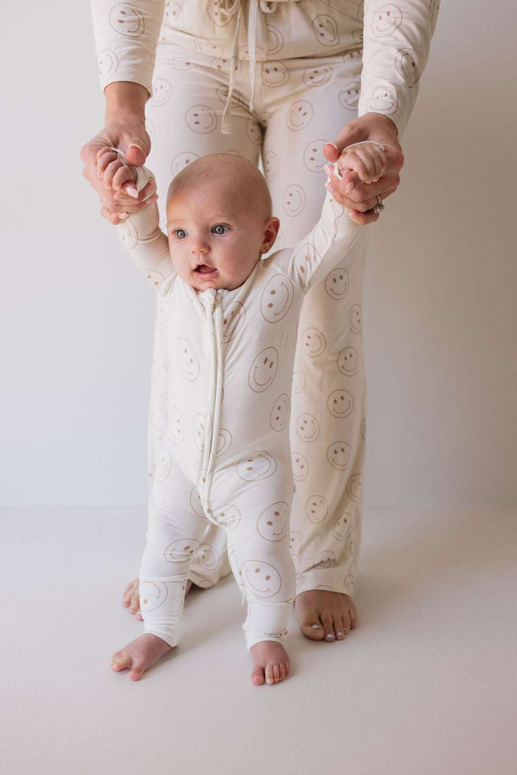 Just Smile | Bamboo Zip Pajamas Milk & Baby