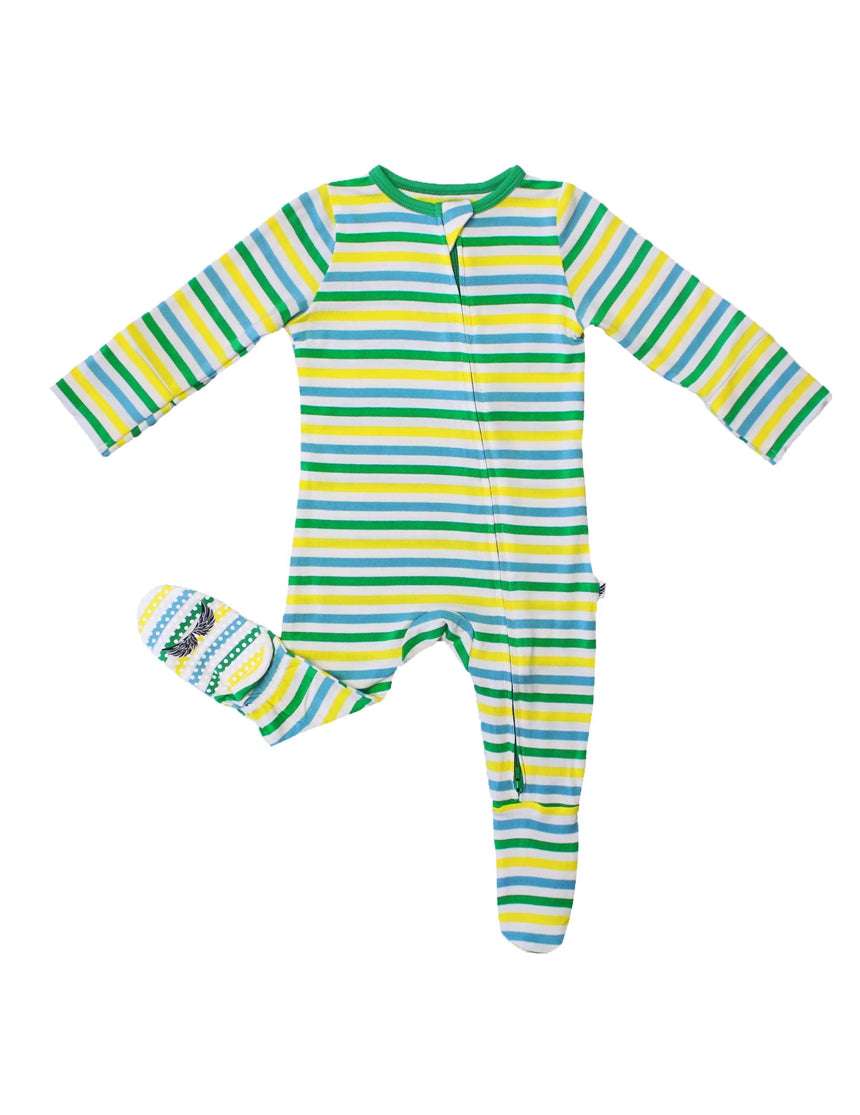 Tractors Stripe Footie Milk & Baby