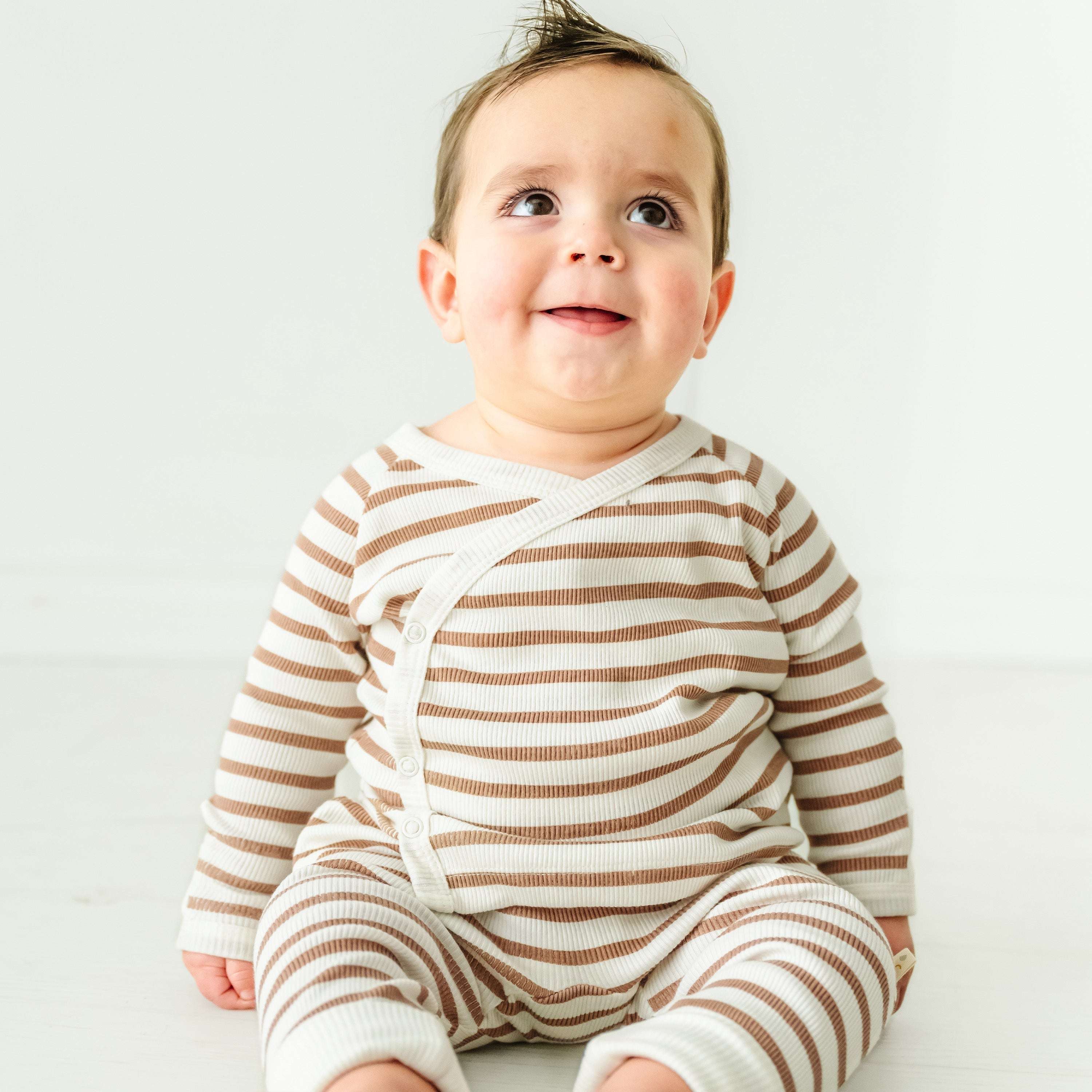 Organic Baby Top & Pants Set - Stripes Milk & Baby