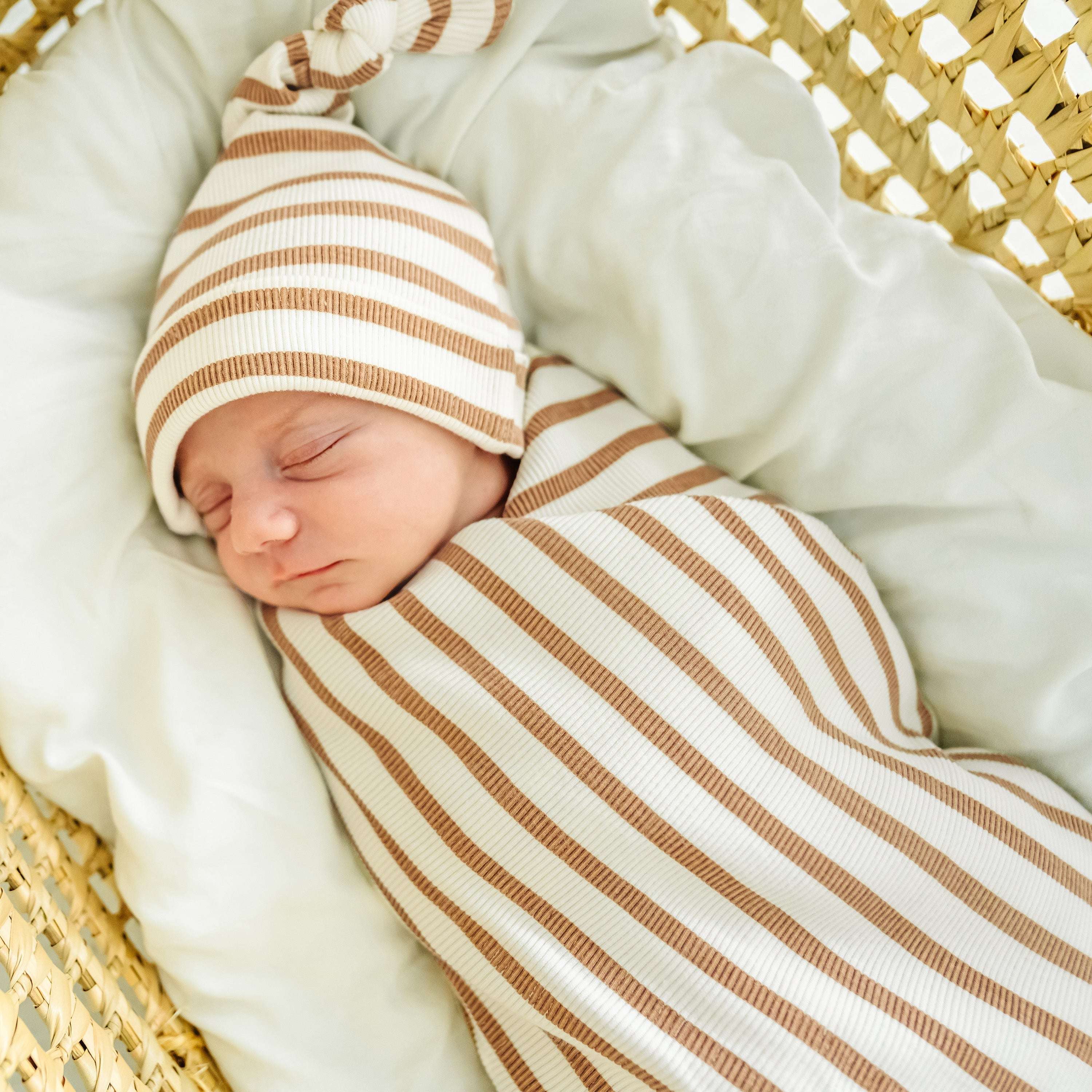 Organic Baby Baby Swaddle & Hat | Stripes Milk & Baby