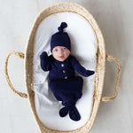 Emerson Newborn Knotted Gown Set - Navy Milk & Baby