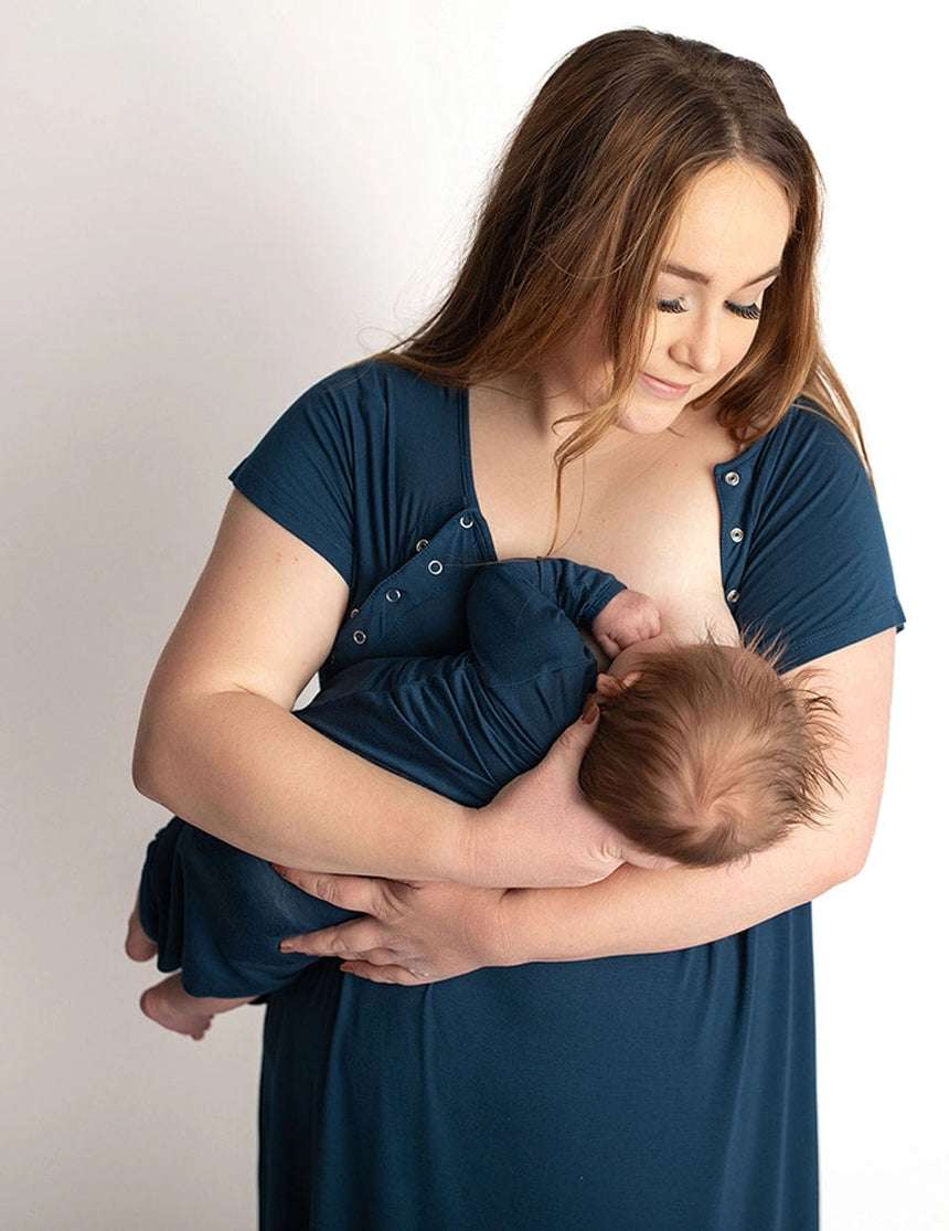 Mommy & Baby Knotted Gown Hospital Bundle | Navy Milk & Baby