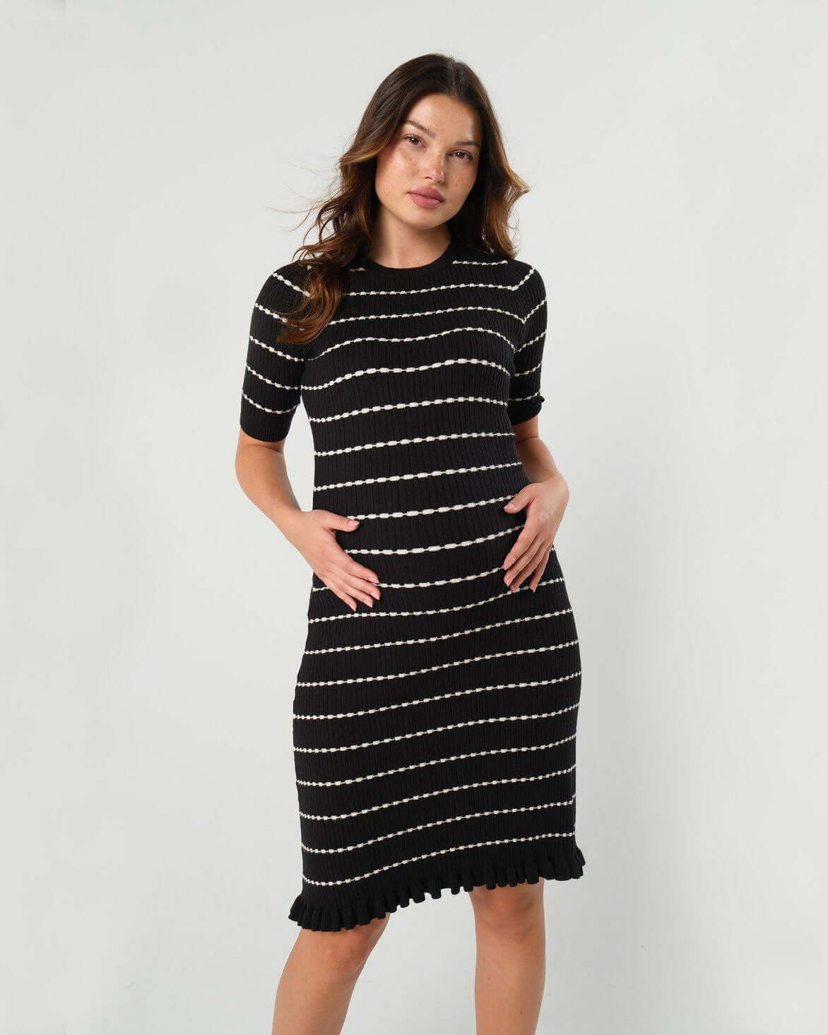 Louie Striped Knit Maternity & Nursing Dress | Milk & Baby