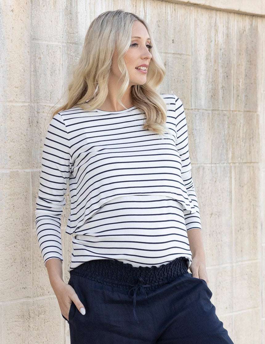 Leonie Maternity/Nursing Navy Stripe Top Milk & Baby