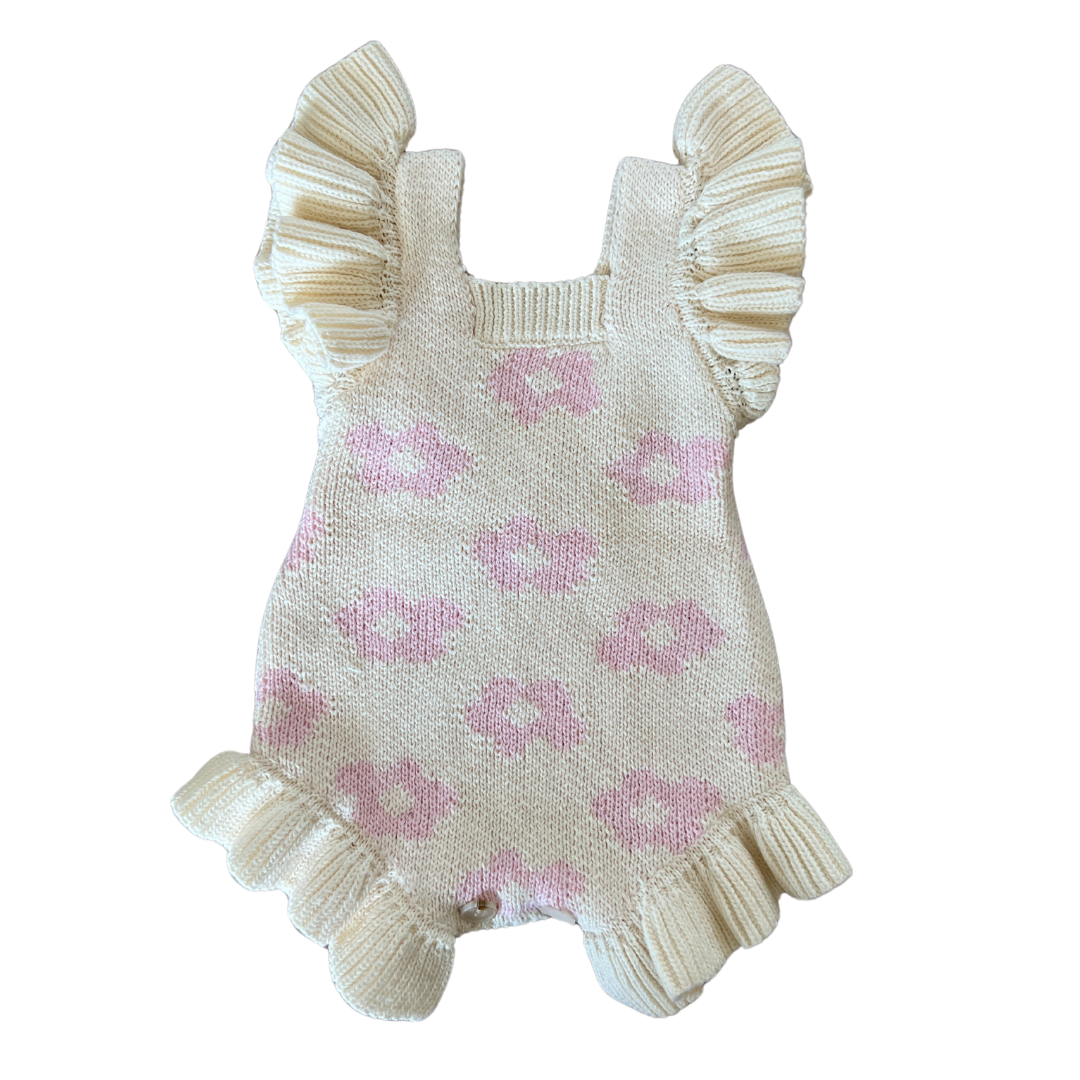 Luna + Luca Floral Frills Romper Milk & Baby