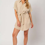 Half Sleeve Button Down Shirt Dress | Nursing Friendly Milk & Baby