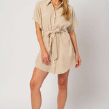 Half Sleeve Button Down Shirt Dress | Nursing Friendly Milk & Baby