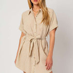 Half Sleeve Button Down Shirt Dress | Nursing Friendly Milk & Baby