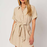 Half Sleeve Button Down Shirt Dress | Nursing Friendly Milk & Baby